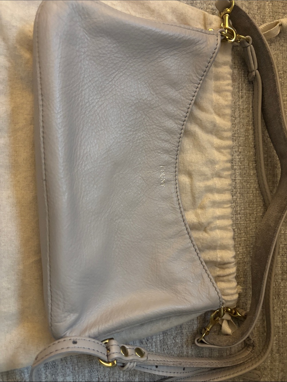 Light Gray Leather Crossbody Bag with Adjustable Strap. Including two straps